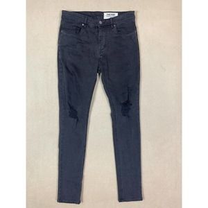 Zanerobe Joe Blow Skinny Jeans Mens 32 Distressed Mid Rise Slim Fit Black Denim‎